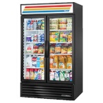 True GDM-43-HC~TSL01 - Merchandiser, two-section, (2) glass hinged doors, powder coated exterior